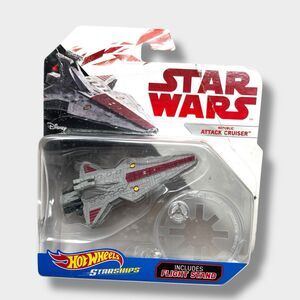Star Wars Hot Wheels Republic Attack Cruiser Starship w Flight Stand Mattel